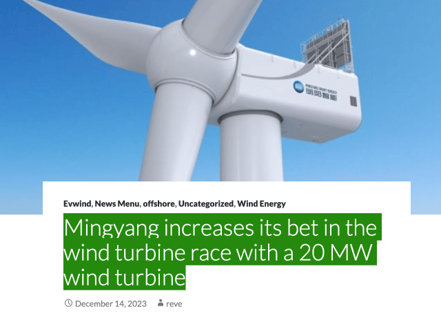 Mingyang increases its bet in the wind turbine race with a 20 MW wind ...