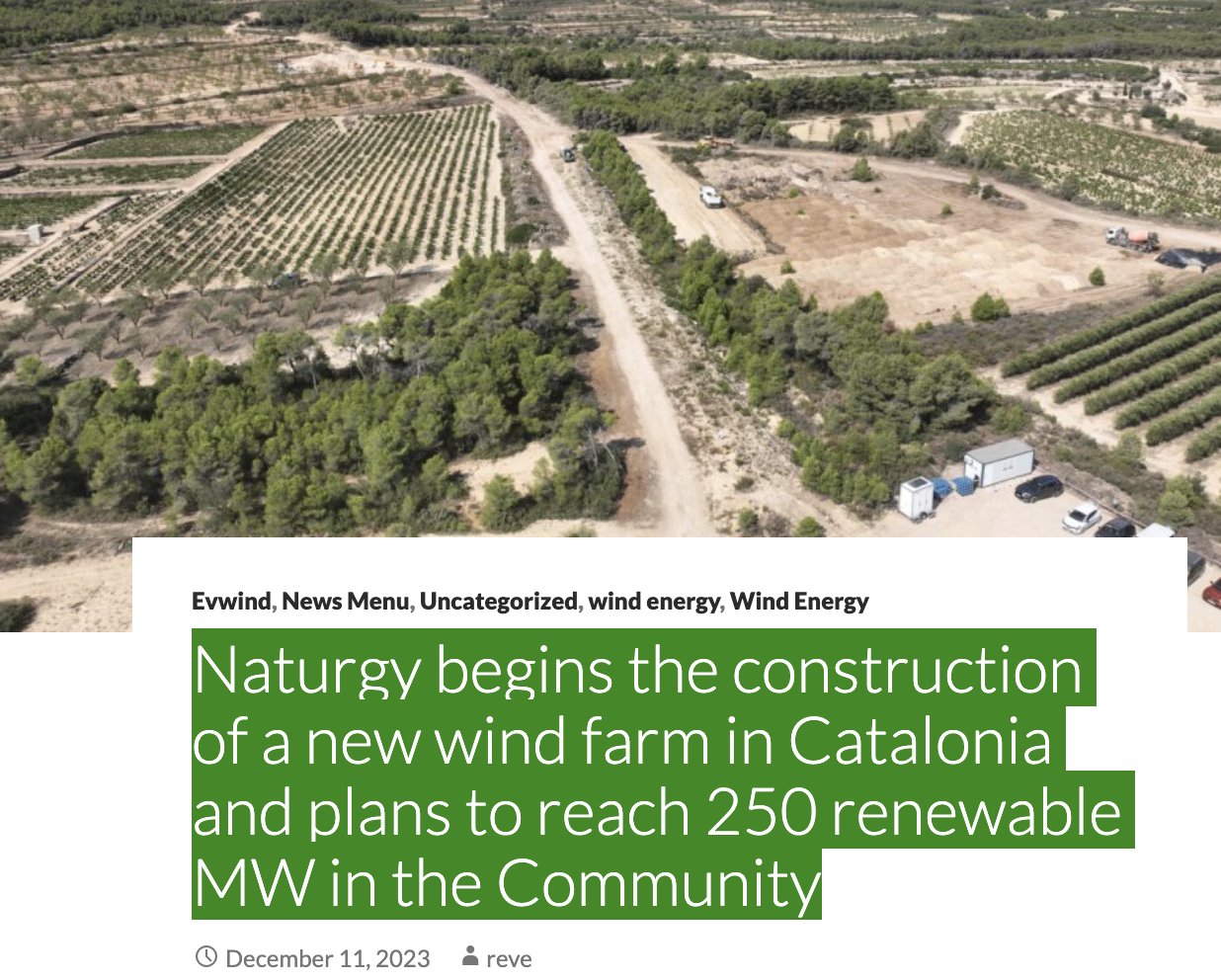 Naturgy begins the construction of a new wind farm in Catalonia and ...