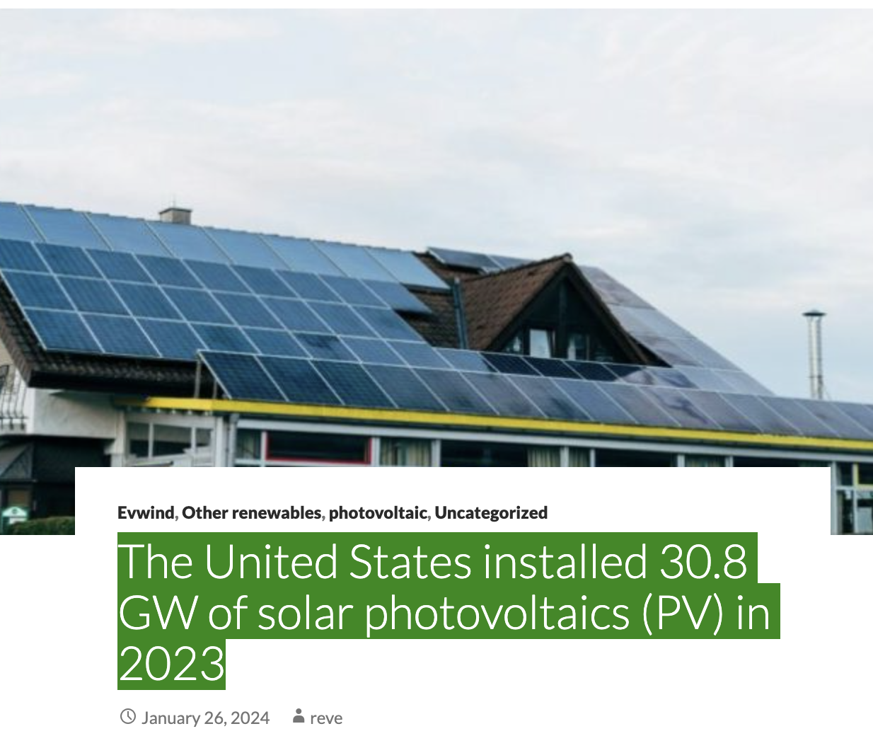 The United States installed 30.8 GW of solar photovoltaics (PV) in 2023 ...