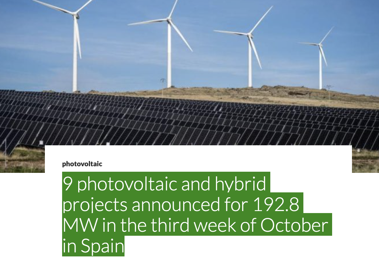 9 photovoltaic and hybrid projects announced for 192.8 MW in the third ...