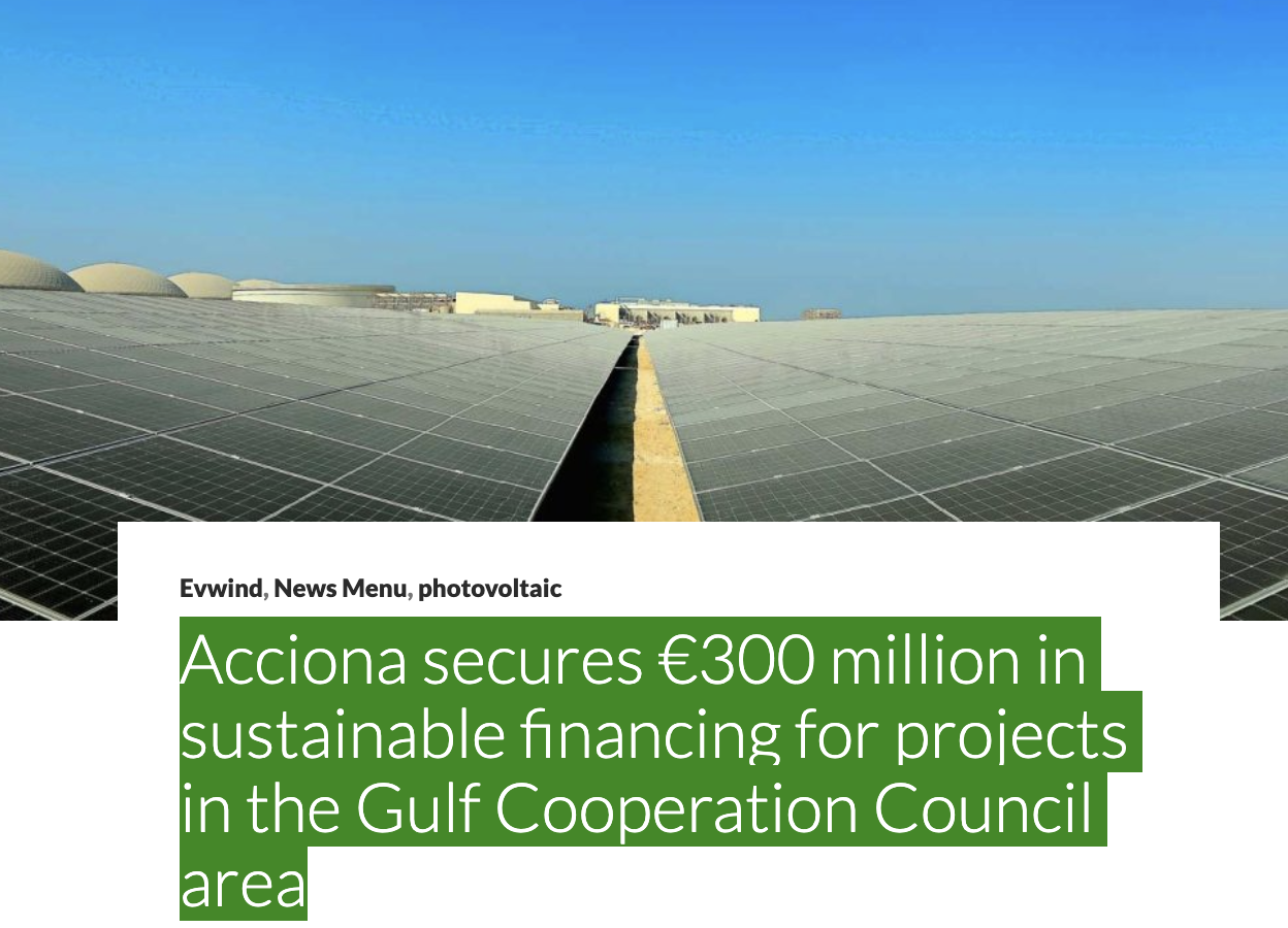 Acciona secures €300 million in sustainable financing for projects in ...