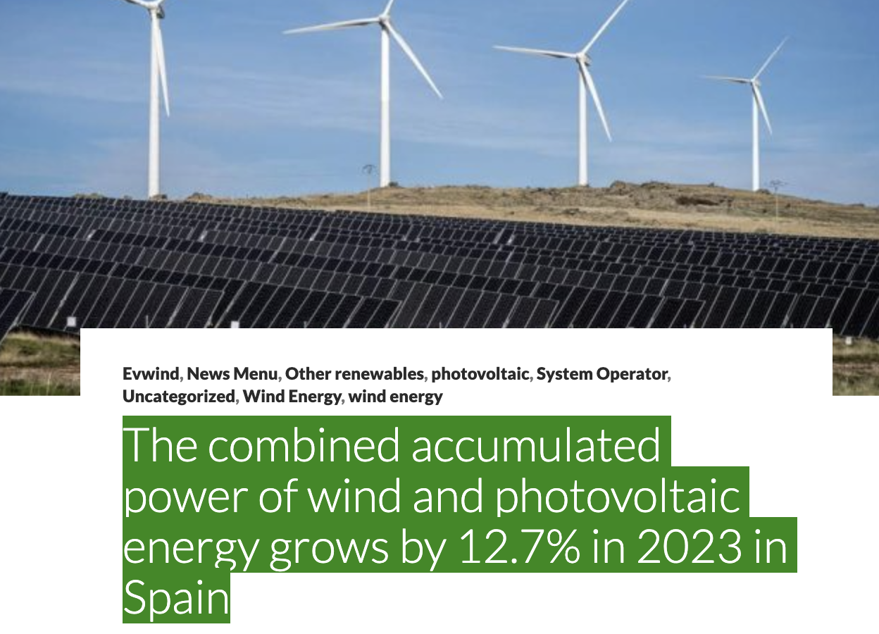 The combined accumulated power of wind and photovoltaic energy grows by ...