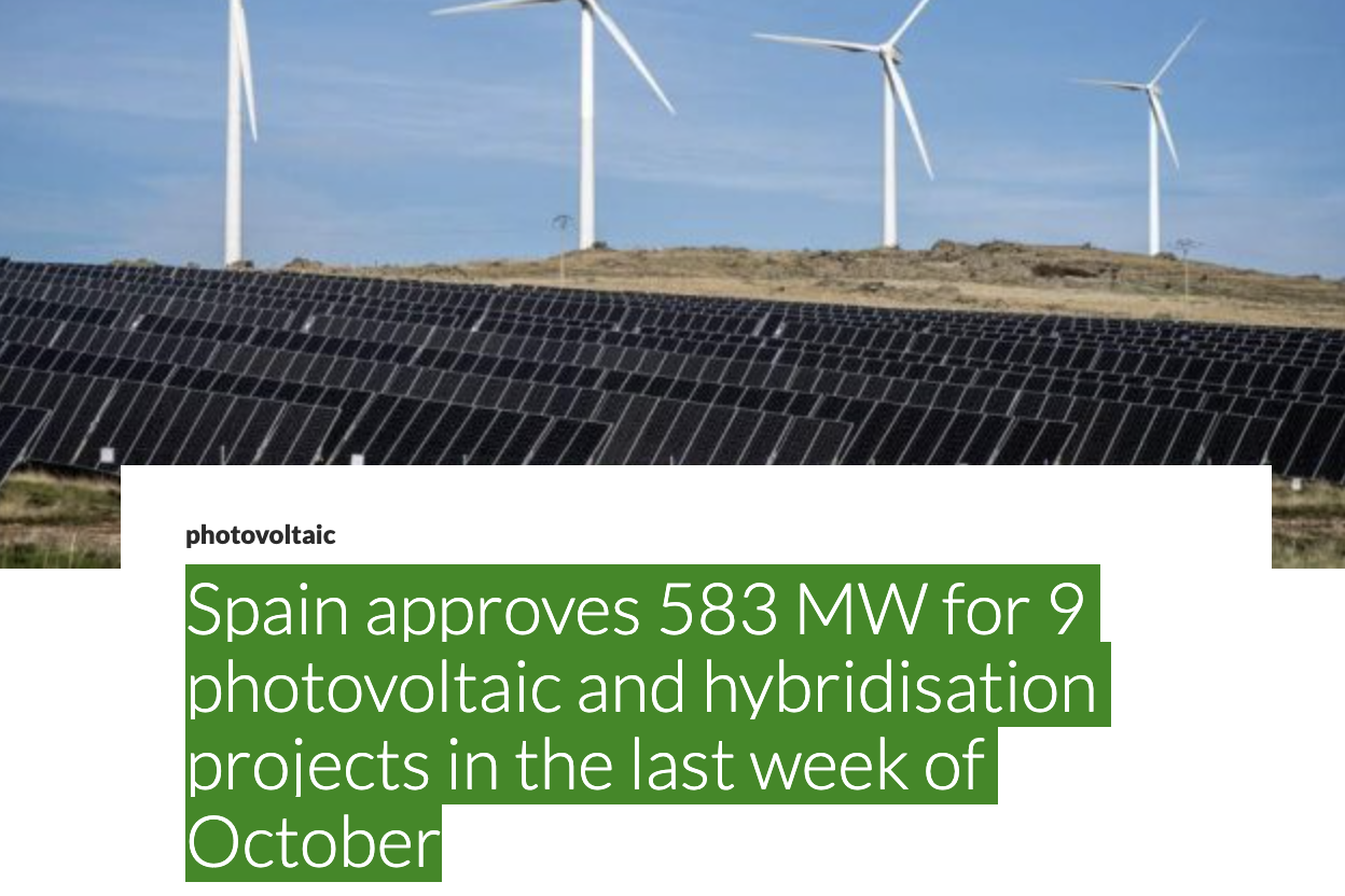 Spain approves 583 MW for 9 photovoltaic and hybridisation projects in ...