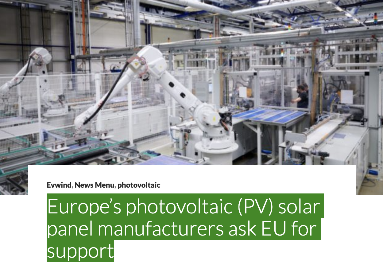 Europe’s photovoltaic (PV) solar panel manufacturers ask EU for support ...