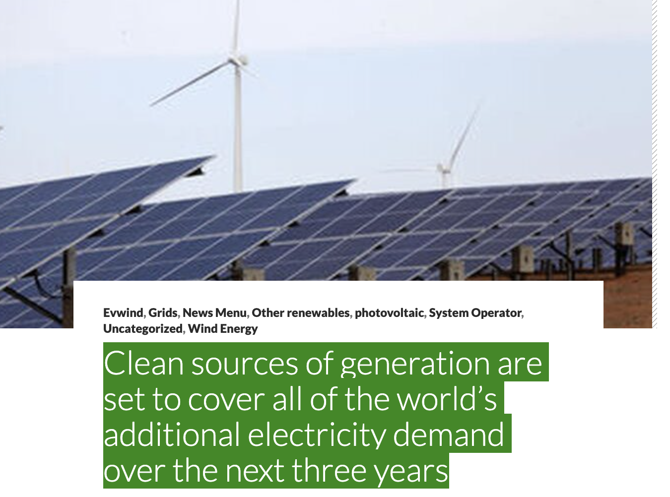 Clean sources of generation are set to cover all of the world’s ...