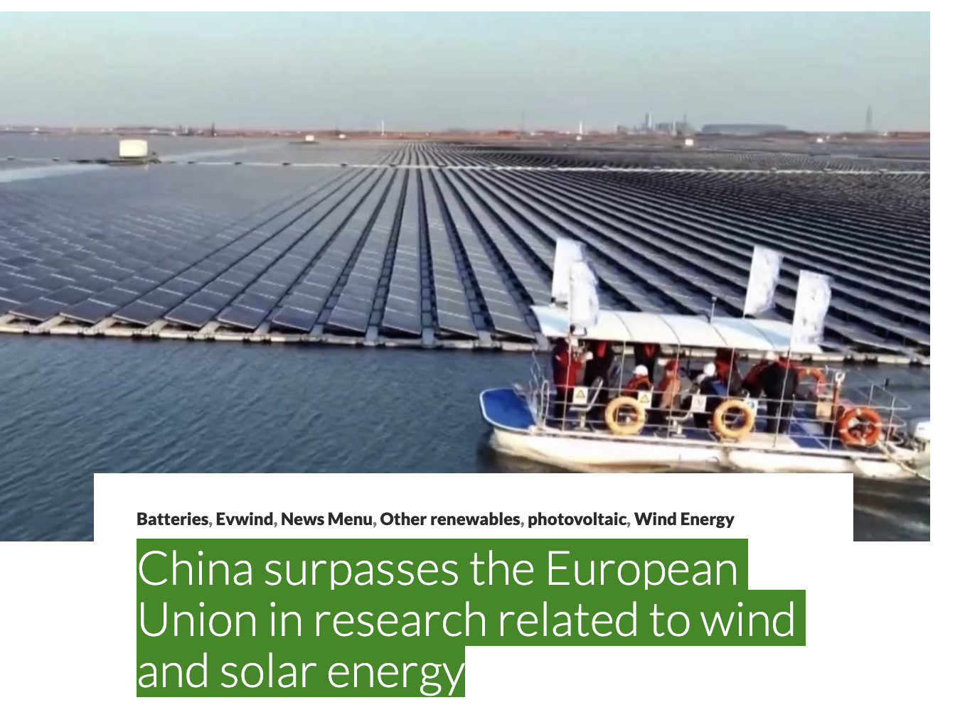China surpasses the European Union in research related to wind and ...